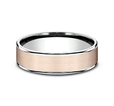 Axis Satin Two-Tone Comfort-Fit Band (6.5mm)