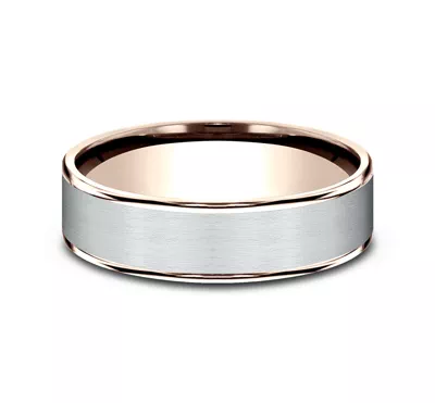 Axis Satin Two-Tone Comfort-Fit Band (6.5mm)