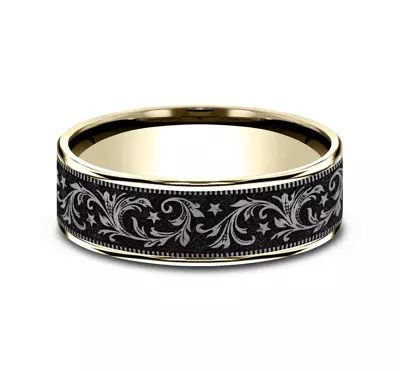 Midnight Star Engraved Comfort-Fit Band (7.5mm)