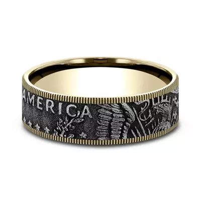 Liberty Coin-Edge Two-Tone Comfort-Fit Band (7.5mm)