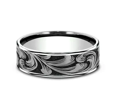 Men’s Wedding Band Ironflow Engraved Comfort-Fit Band (6.5mm)
