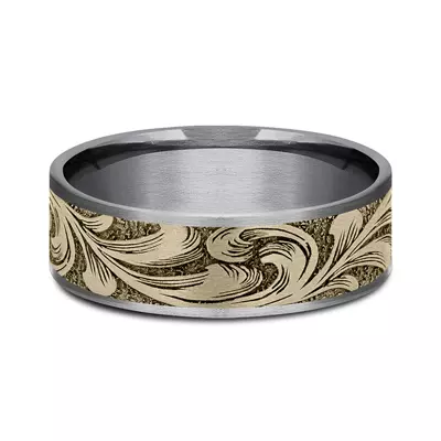 Scrollforge Engraved Two-Tone Comfort-Fit Band (7.5mm)