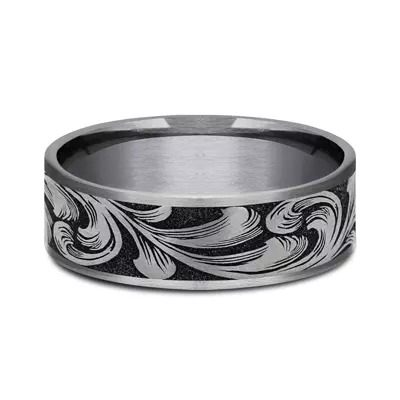 Scrollforge Engraved Two-Tone Comfort-Fit Band (7.5mm)