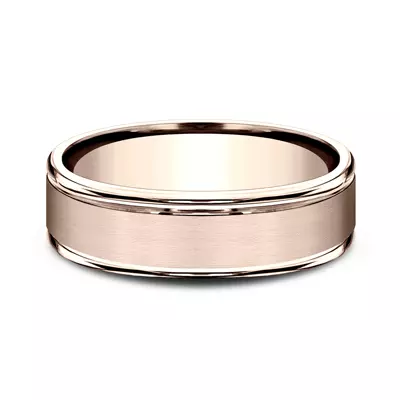 Satin Center Polished Edge Comfort-Fit Band (6.5mm)