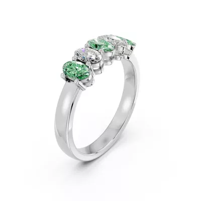 Green & White Lab Diamond Five-Stone Oval Band (1 ct. tw.)