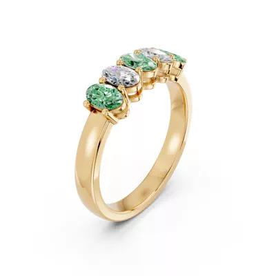 Green & White Lab Diamond Five-Stone Oval Band (1 ct. tw.)