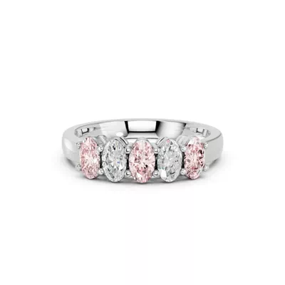 Pink & White Lab Diamond Five-Stone Oval Band (1 ct. tw.)