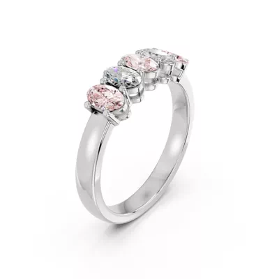 Pink & White Lab Diamond Five-Stone Oval Band (1 ct. tw.)