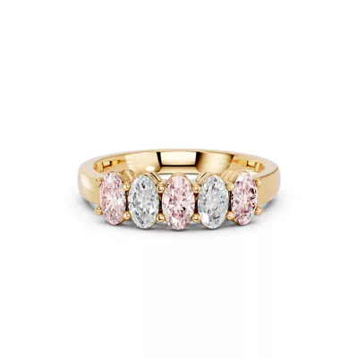Pink & White Lab Diamond Five-Stone Oval Band (1 ct. tw.)