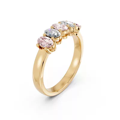 Pink & White Lab Diamond Five-Stone Oval Band (1 ct. tw.)