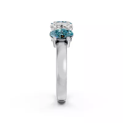 Blue & White Lab Diamond Five-Stone Oval Band (2 ct. tw.)