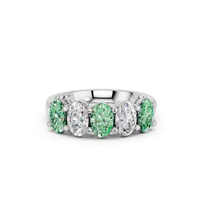 Green & White Lab Diamond Five-Stone Oval Band (2 ct. tw.)