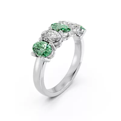 Green & White Lab Diamond Five-Stone Oval Band (2 ct. tw.)
