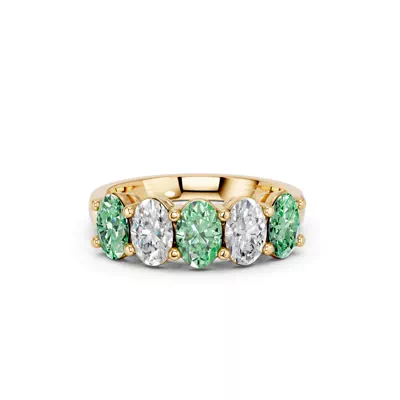 Green & White Lab Diamond Five-Stone Oval Band (2 ct. tw.)