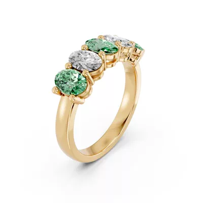 Green & White Lab Diamond Five-Stone Oval Band (2 ct. tw.)
