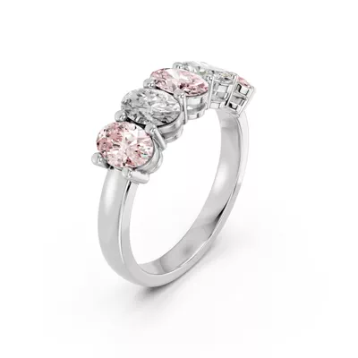 Pink & White Lab Diamond Five-Stone Oval Band (2 ct. tw.)