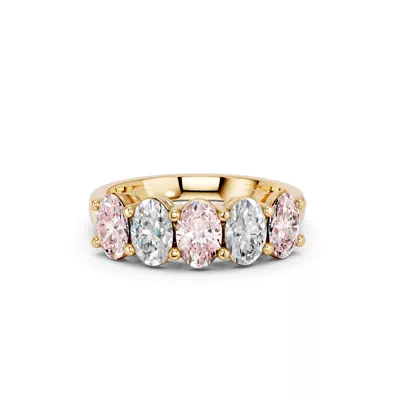 Pink & White Lab Diamond Five-Stone Oval Band (2 ct. tw.)