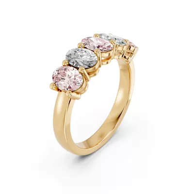 Pink & White Lab Diamond Five-Stone Oval Band (2 ct. tw.)
