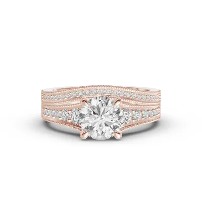 Elodie Curved Lab Diamond Pavé Milgrain Band