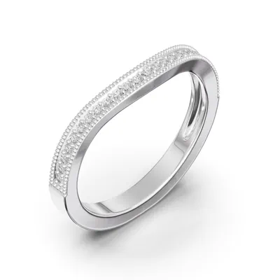 Elodie Curved Pavé Milgrain Band
