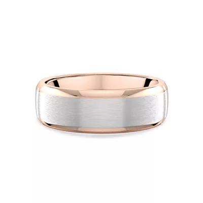Two-Tone Satin Center Beveled Edge Comfort Fit Band (6mm)