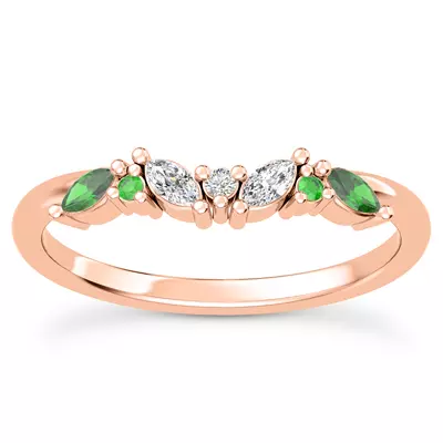 Butterfly and Bee Vine Twist Emerald Band