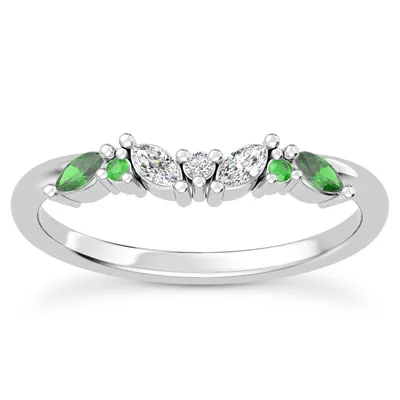 Butterfly and Bee Vine Twist Lab Emerald Band