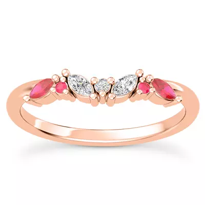 Butterfly and Bee Vine Twist Ruby Band