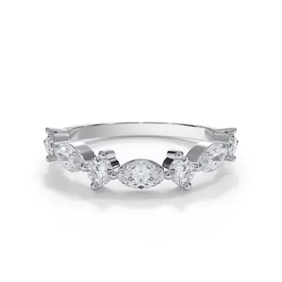 Matae Round And Marquise Lab Diamond Curved Band