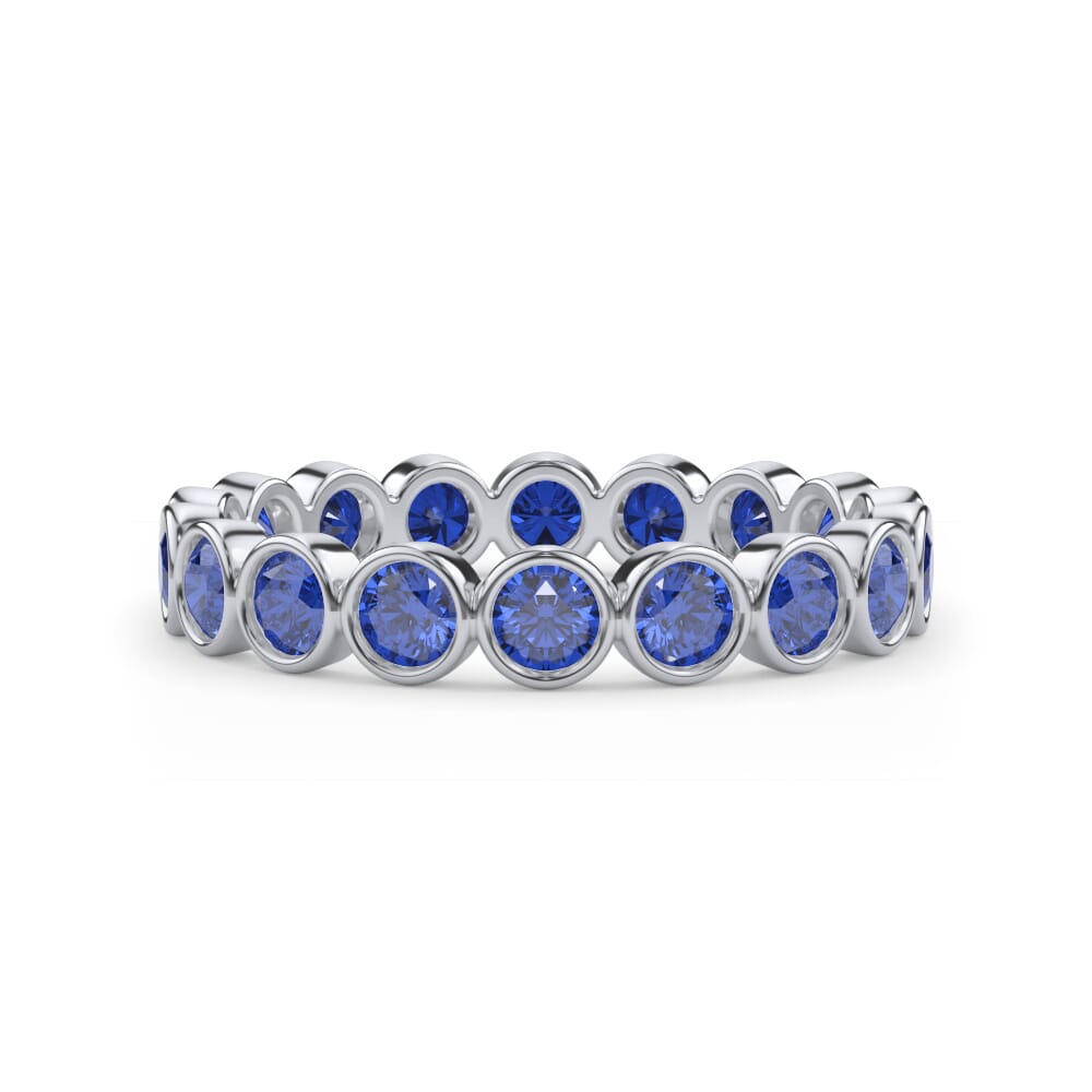 Lab Sapphire Bezel Eternity Ring