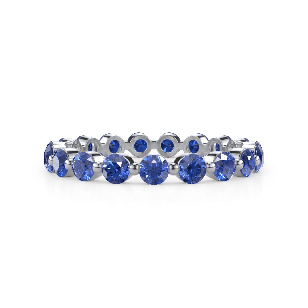 Lab Sapphire Shared Prong Eternity Ring