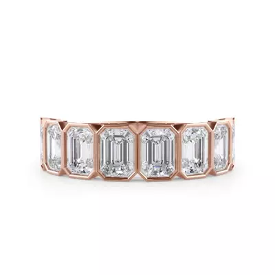 Emerald-Cut Lab Bezel Diamond Half Eternity Ring (2.4ct. tw.)