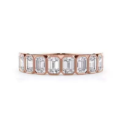 Emerald-Cut Lab Bezel Diamond Half Eternity Ring (1.50ct. tw.)