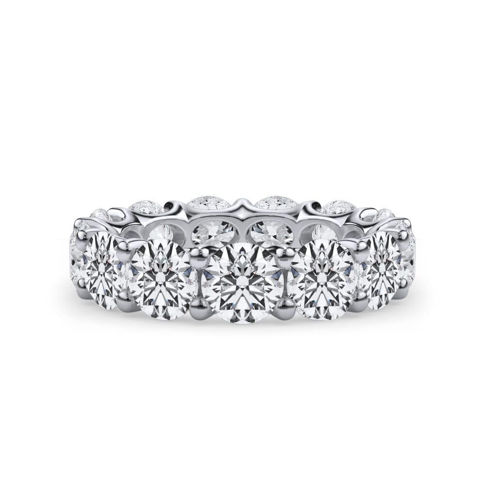 Curved Gallery Round Diamond Eternity Ring (6.50ct. tw.)