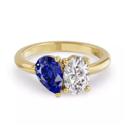 Toi Et Moi Oval Lab Diamond & Pear Sapphire Ring (2.00 ct. tw.)