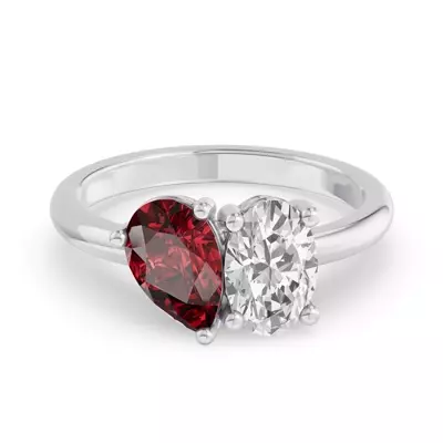 Toi Et Moi Oval Lab Diamond & Pear Ruby Ring (2.00 ct. tw.)