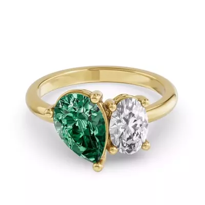 Toi Et Moi Oval Lab Diamond & Pear Emerald Ring (3.00 ct. tw.)