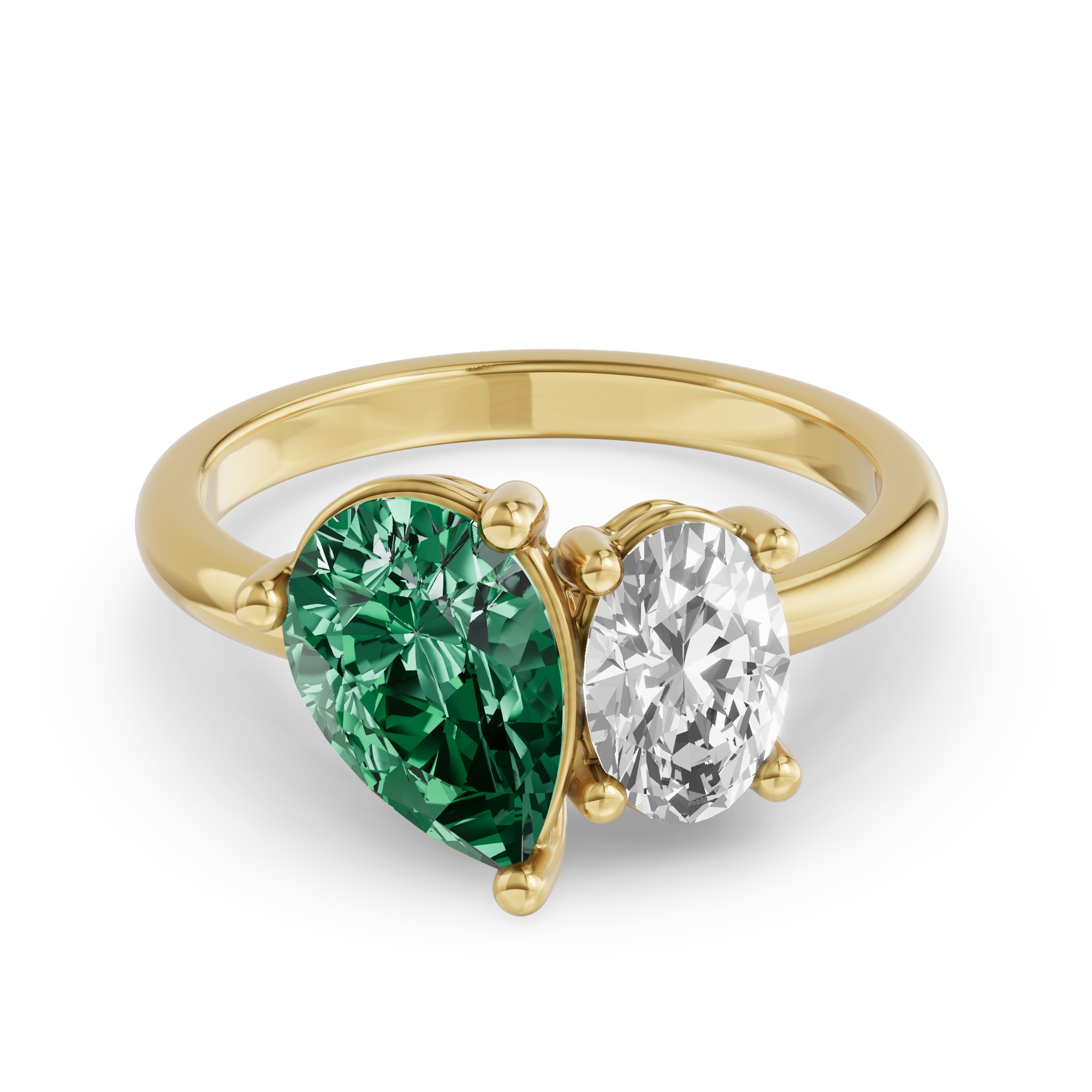 Toi Et Moi Oval Lab Diamond & Pear Emerald Ring (3.00 ct. tw.)