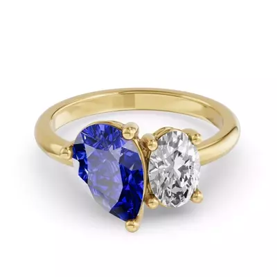 Toi Et Moi Oval Lab Diamond & Pear Sapphire Ring (5.00 ct. tw.)