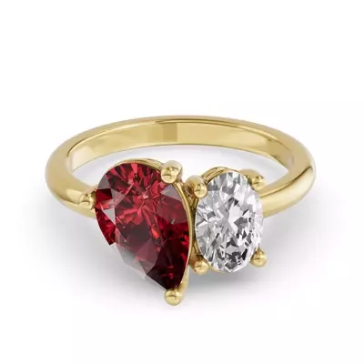 Toi Et Moi Oval Lab Diamond & Pear Ruby Ring (5.00 ct. tw.)