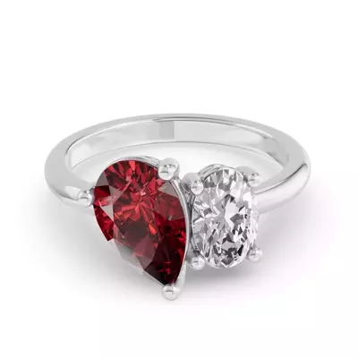 Toi Et Moi Oval Lab Diamond & Pear Ruby Ring (5.00 ct. tw.)