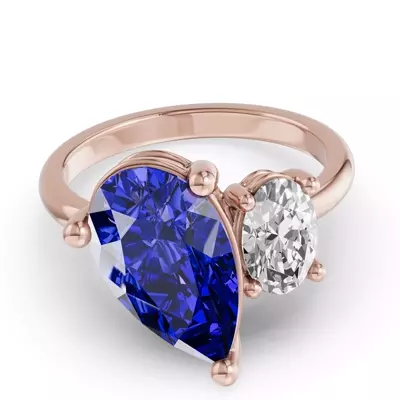 Toi Et Moi Oval Lab Diamond & Pear Sapphire Ring (6.00 ct. tw.)