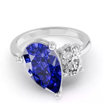 Toi Et Moi Oval Lab Diamond & Pear Sapphire Ring (6.00 ct. tw.)