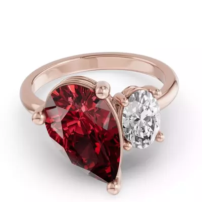 Toi Et Moi Oval Lab Diamond & Pear Ruby Ring (6.00 ct. tw.)