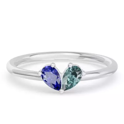 Toi Et Moi Deux Bleu Pear Ring