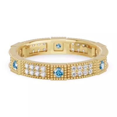 Swiss Blue Topaz & Diamond Milgrain Eternity Band