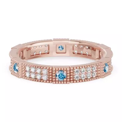 Swiss Blue Topaz & Lab Diamond Milgrain Eternity Band