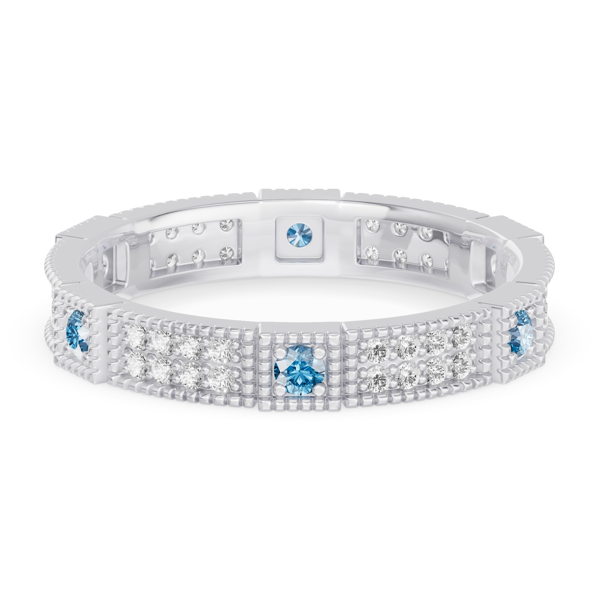 Swiss Blue Topaz & Diamond Milgrain Eternity Band