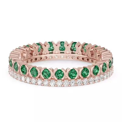 Emerald & Lab Diamond XO Eternity Ring