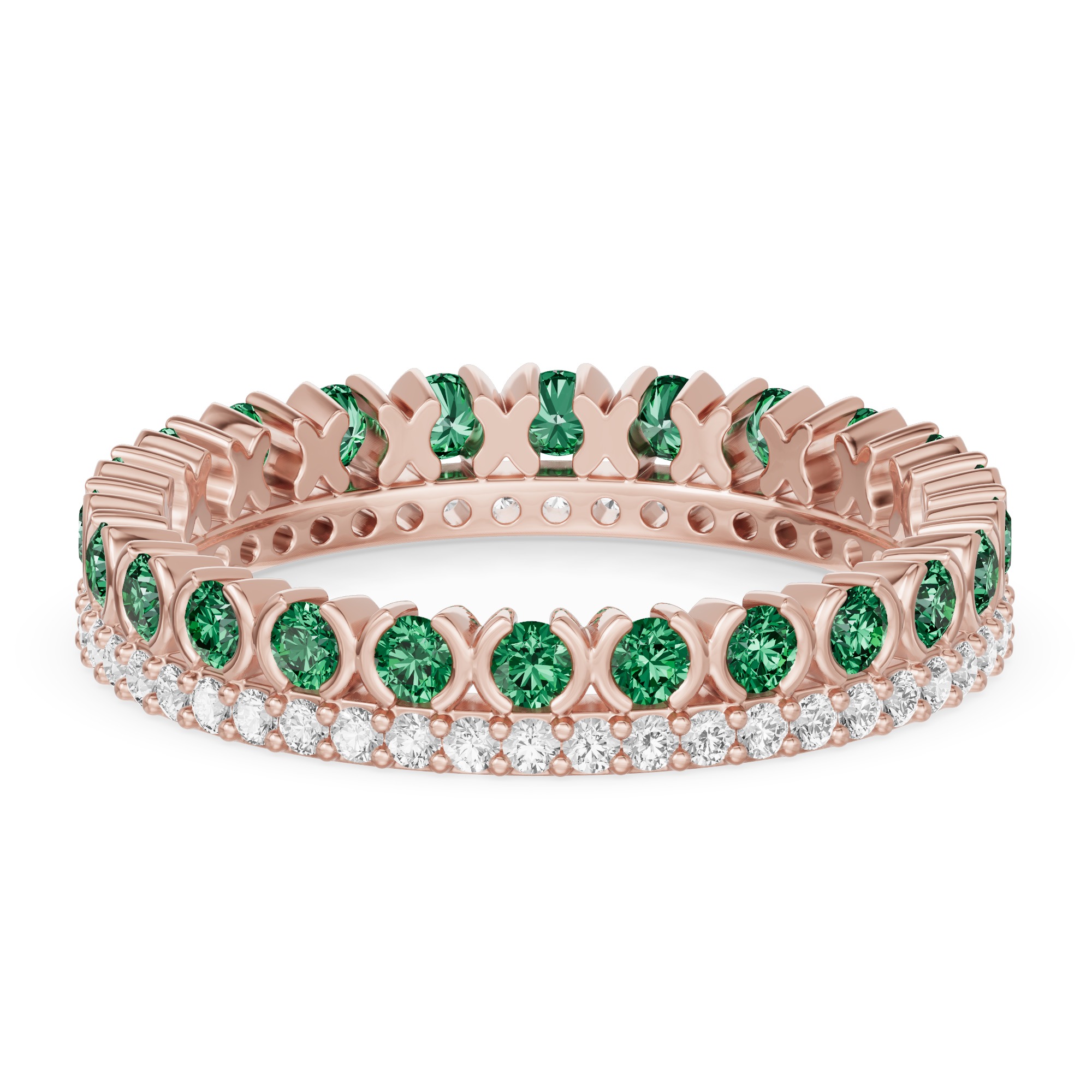 Emerald & Lab Diamond XO Eternity Ring